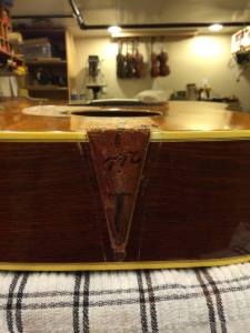 Restoration for a 1953 Gibson J 45. Reset neck. Fixed bracing. Refretted.